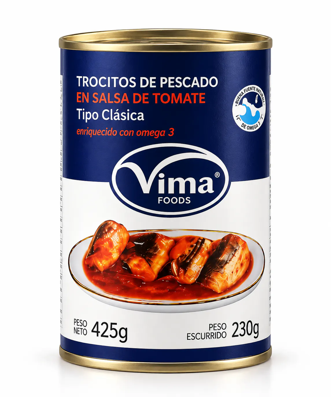 Trocitos de Pescado en Salsa de Tomate Vima Foods – 425 g