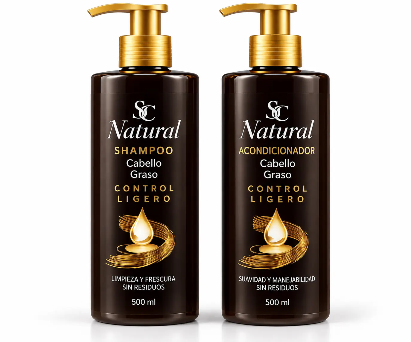 Juego Natural Shampoo + Acondicionador para Cabello Graso – 2 × 500 ml